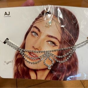 Silver rhinestone belly dance  Headpiece